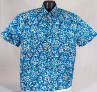 Coral Reef Hawaiian Shirt Made in USA  of 100% Cotton